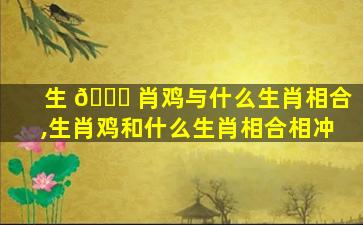 生 🍀 肖鸡与什么生肖相合,生肖鸡和什么生肖相合相冲